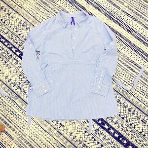 Seraphine Blue and White Striped Maternity Shirt